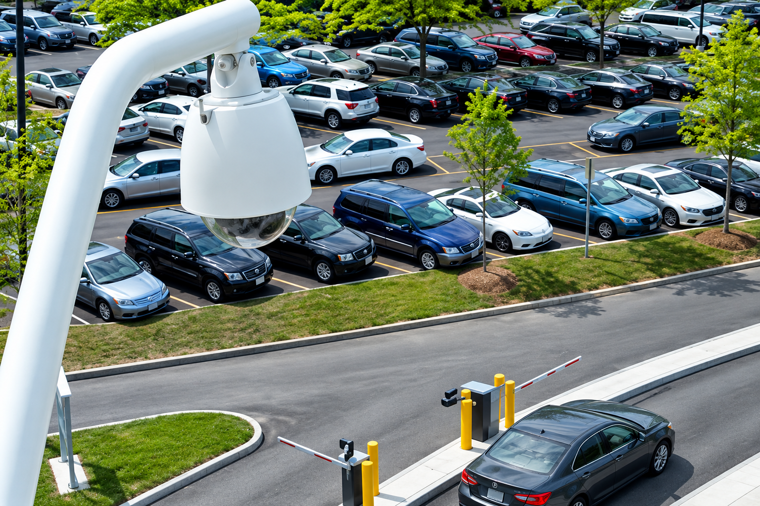 Modern parking lot security entrance